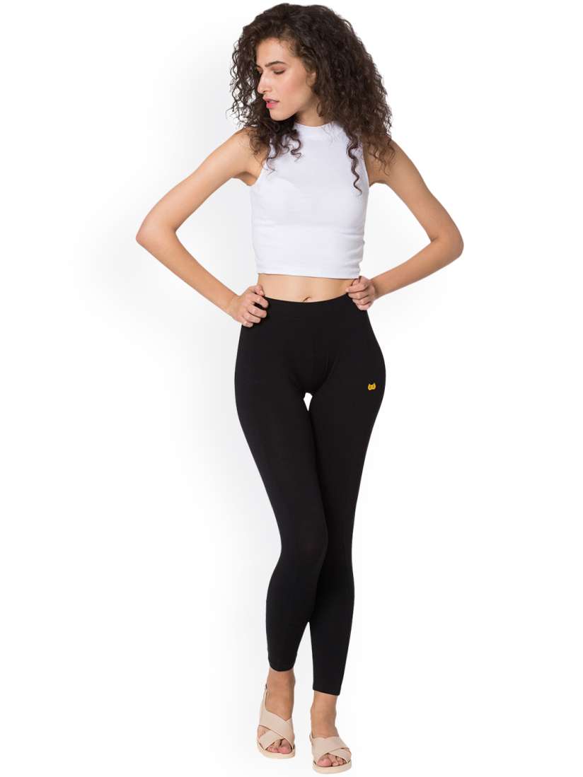 Buy Chumbak Black Ankle Length Leggings Leggings for Women 1814430 Myntra