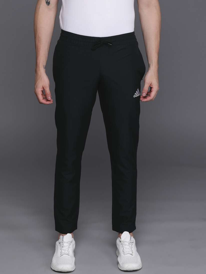 Adidas solid men's black track pants store