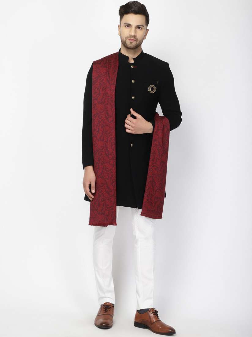 Buy Blackberrys Men Black White Solid Slim Fit Bandhgala Suit Suits for Men 18161484 Myntra
