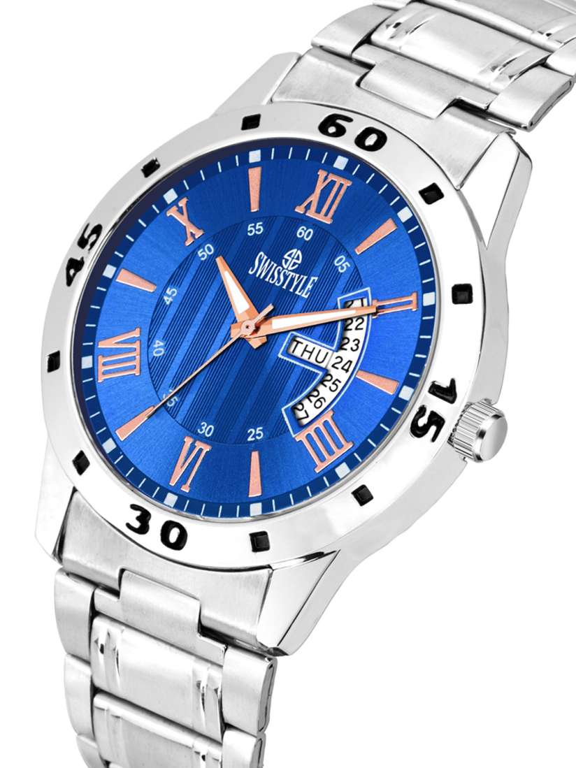 Buy SWISSTYLE Men Blue Dial Stainless Steel Bracelet Style Straps Analogue Watch SS GR193 Watches for Men 18167676 Myntra