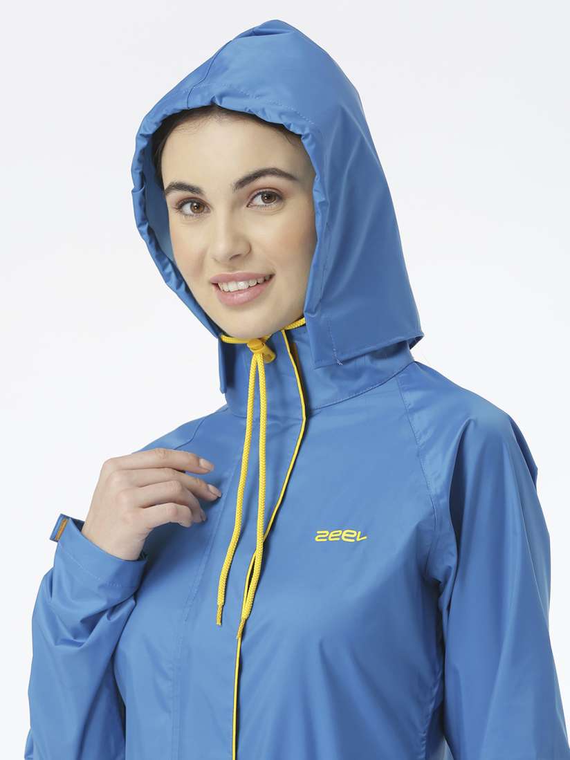 Buy Zeel Women Blue Yellow Solid Full Length Rain Jacket Rain Jacket for Women 18169976 Myntra