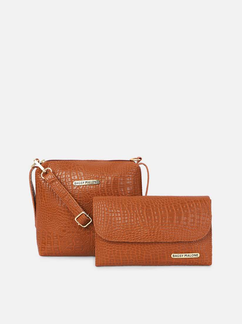 Buy Bagsy Malone Tan Textured Structured Sling Bag with Pouch Handbags for Women 18170120 Myntra
