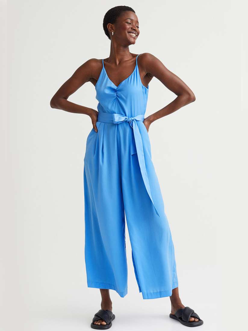 Buy H M Women Blue V Neck Satin Jumpsuit Jumpsuit for Women 18170616 Myntra