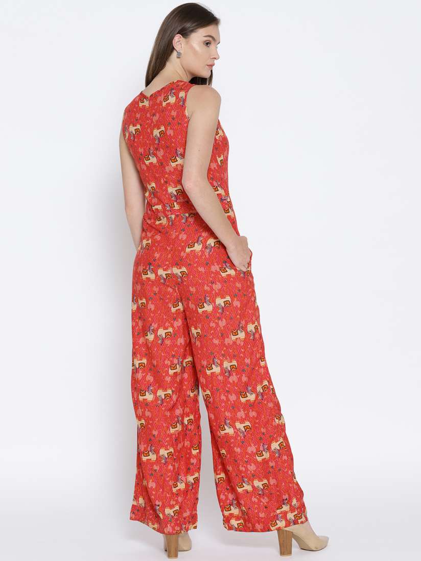 Buy Global Desi Pink Orange Printed Jumpsuit Jumpsuit for Women 1817238 Myntra
