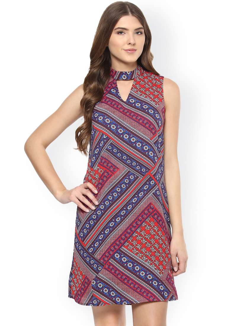 Buy Harpa Women Blue Printed A Line Dress Dresses for Women 1817435 Myntra