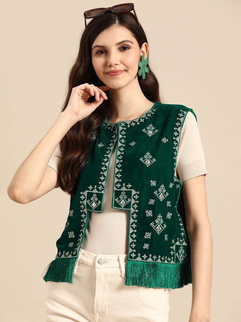Ethnic jacket myntra top
