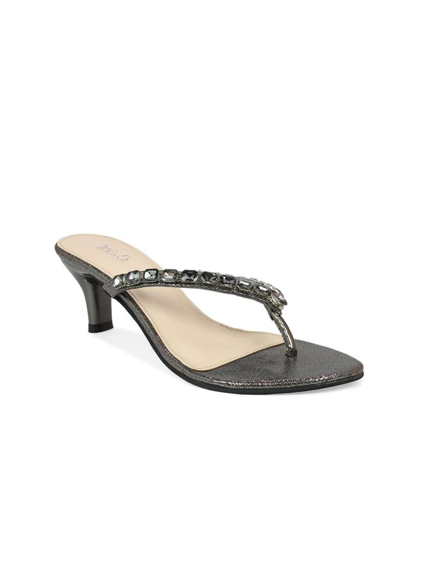 Buy Inc 5 Women Gunmetal Toned Embellished Ethnic Kitten Heels Heels for Women 18180148 Myntra