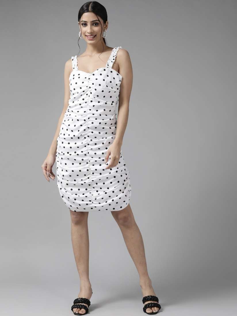 White polka dot bodycon dress shop