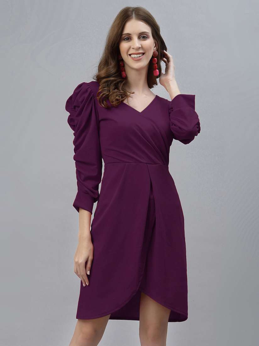 Purple scuba dress shop
