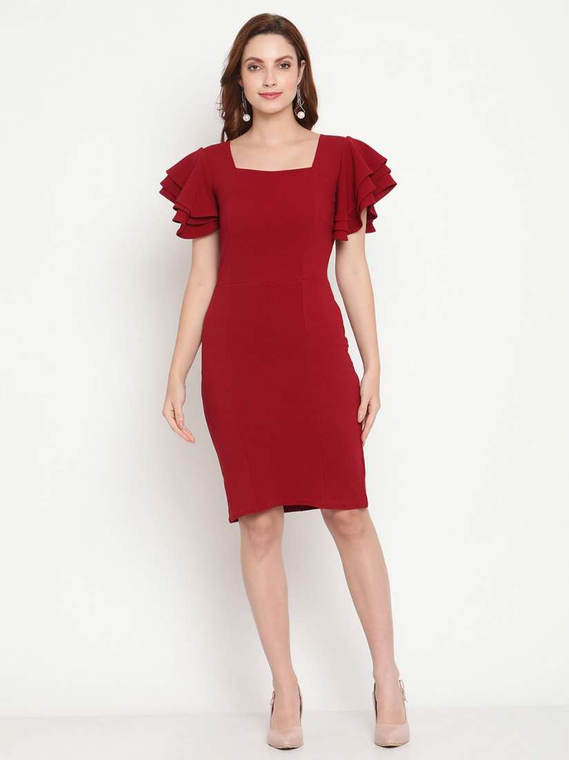 Buy Sugathari Maroon Sheath Dress Dresses for Women 18187720 Myntra