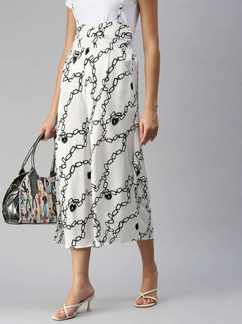 Buy SHOWOFF White Black Strapless Printed Capri Jumpsuit Jumpsuit for Women 18189352 Myntra
