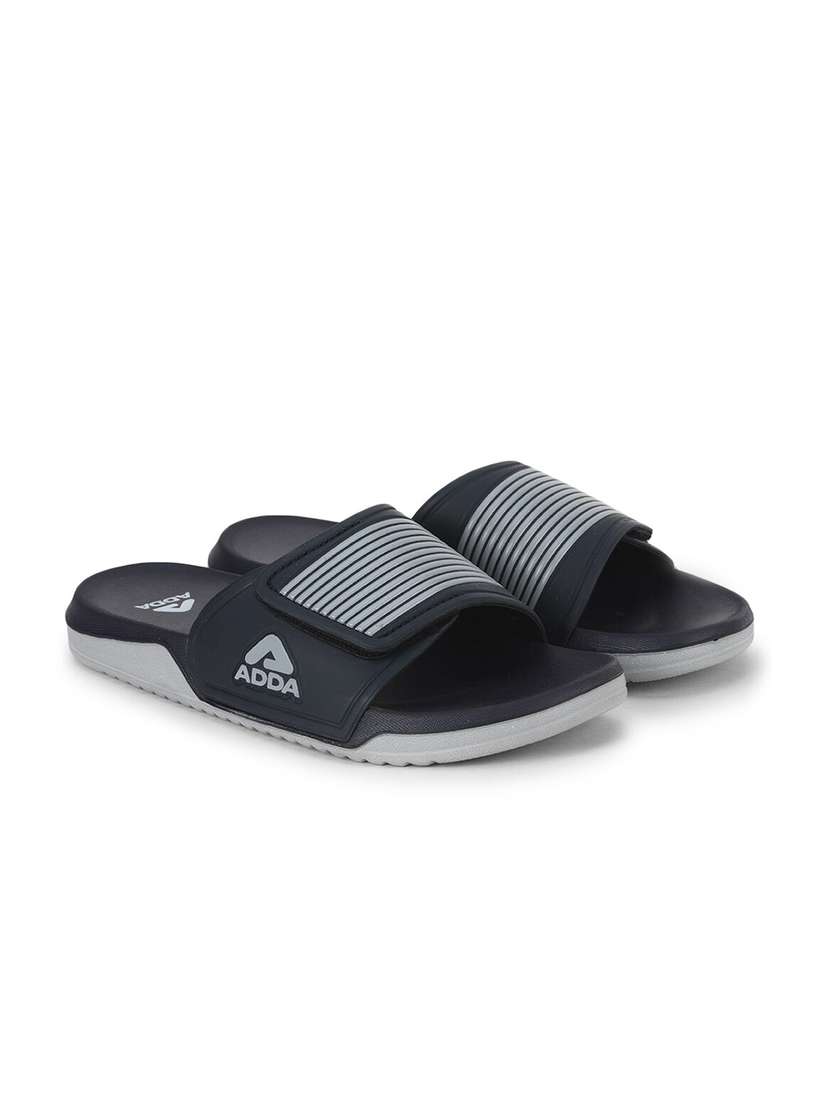 Buy Adda Men Navy Blue \u0026 White Striped Rubber Sliders - Flip Flops for Men  18192390 | Myntra