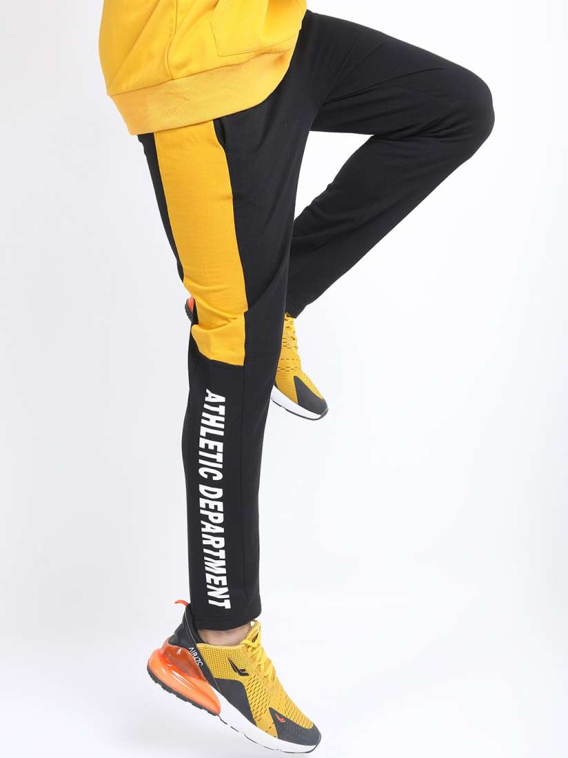 Buy KETCH Men Black Yellow Solid Slim Fit Track Pants Track Pants for Men 18192772 Myntra