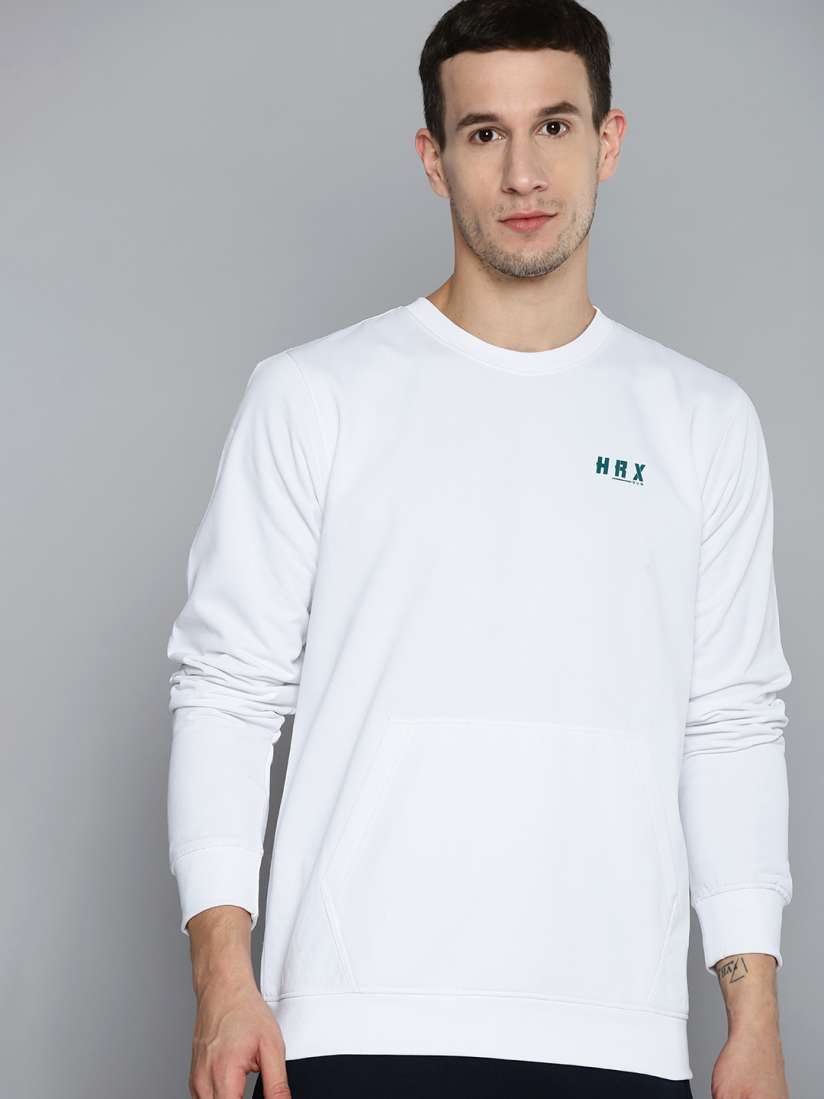 Buy HRX by Hrithik Roshan Men White Brand Logo Printed Rapid Dry Running Sweatshirt Sweatshirts for Men 18195380 Myntra