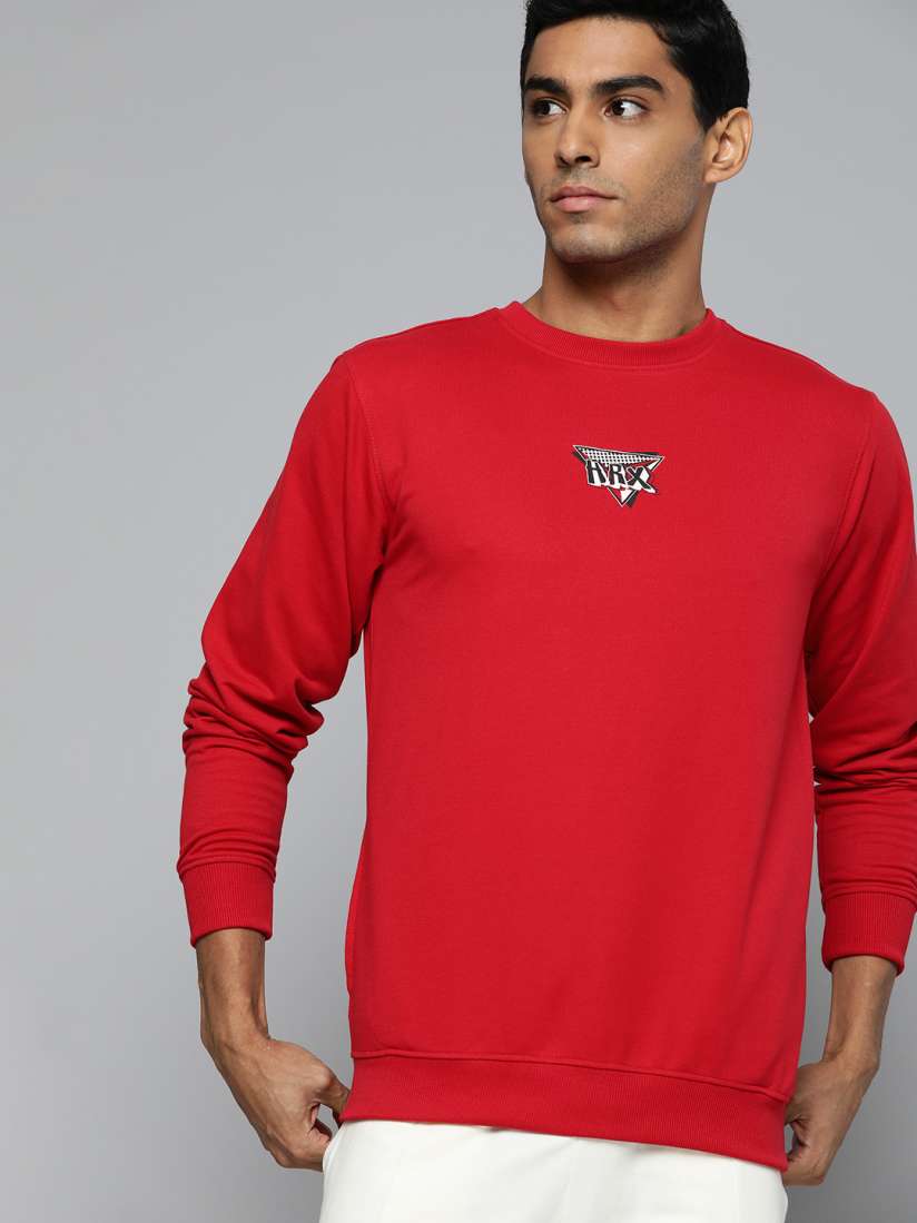 Buy HRX by Hrithik Roshan Red White Solid Rapid Dry Antimicrobial Sweatshirt Sweatshirts for Men 18195434 Myntra