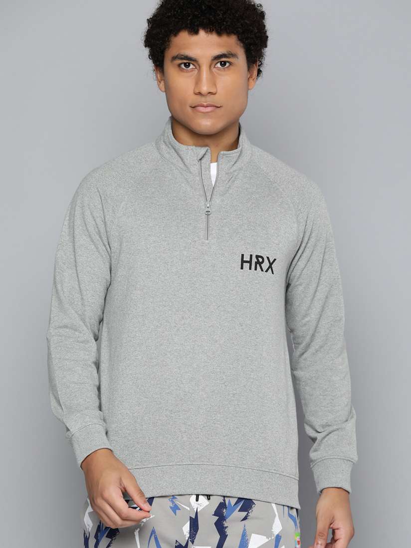 Buy HRX by Hrithik Roshan Men Grey Melange Solid Sweatshirt Sweatshirts for Men 18195508 Myntra