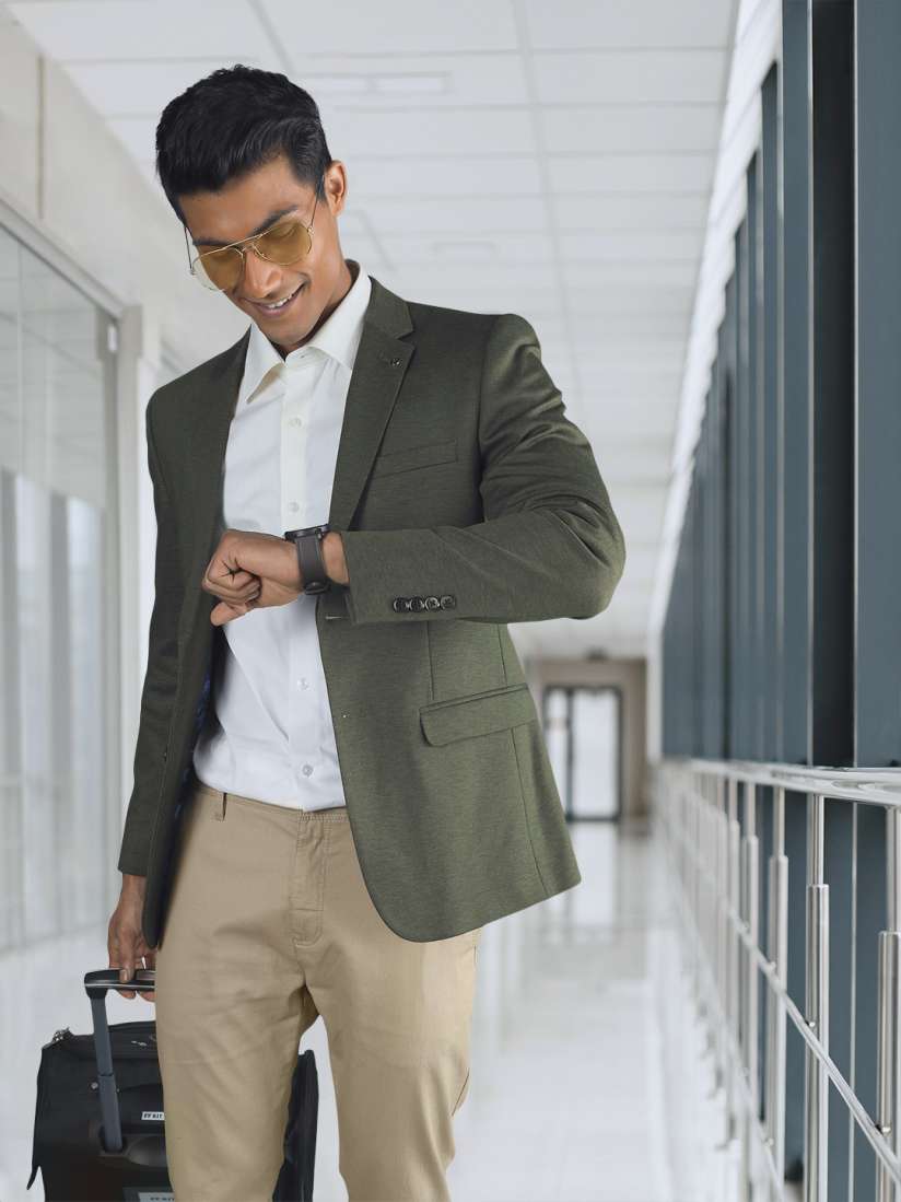 Olive green blazer mens online