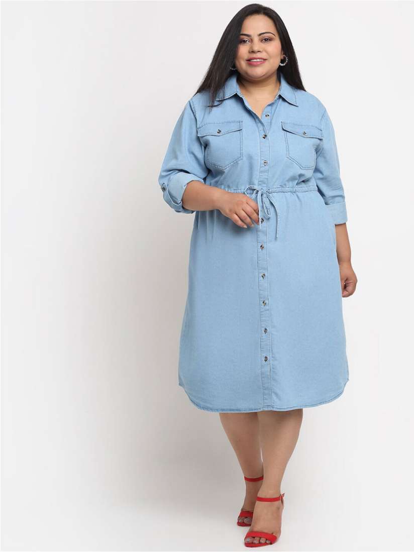 Plus size jean shirt dress best sale