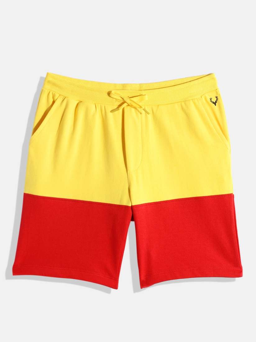 Buy Allen Solly Junior Boys Yellow Red Colourblocked Pure Cotton Shorts Shorts for Boys 18202786 Myntra