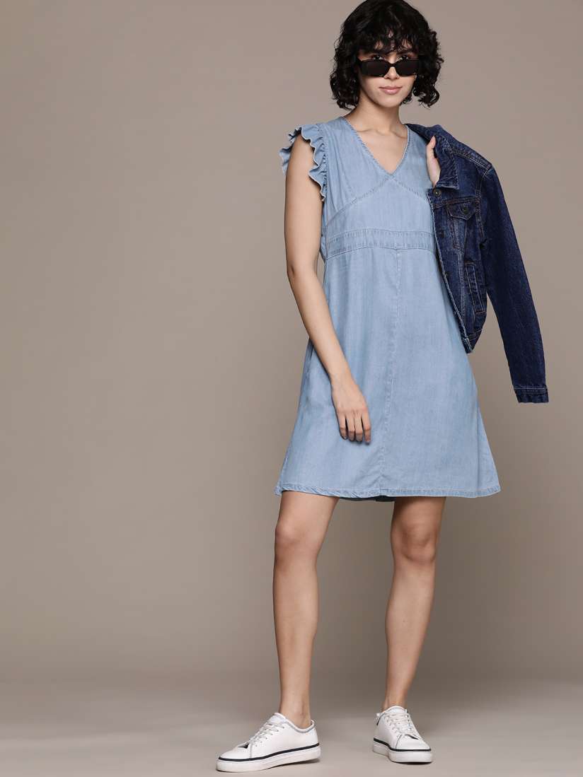 Denim dresses for womens myntra online