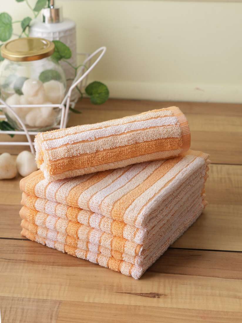 Buy Softweave Peach Set Of 6 Striped Cotton 450 GSM Face Towels Face Towels for Unisex 18207558 Myntra