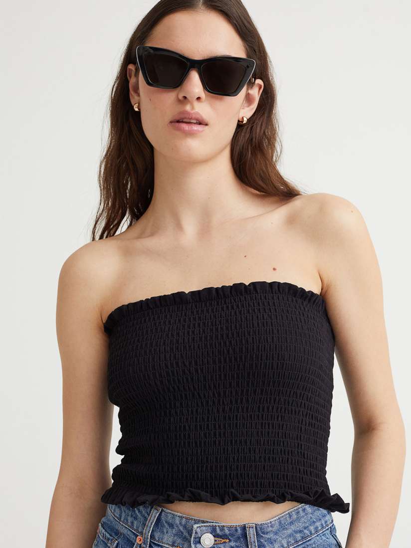Buy H M Black Smocked Tube Top Tops for Women 18207956 Myntra
