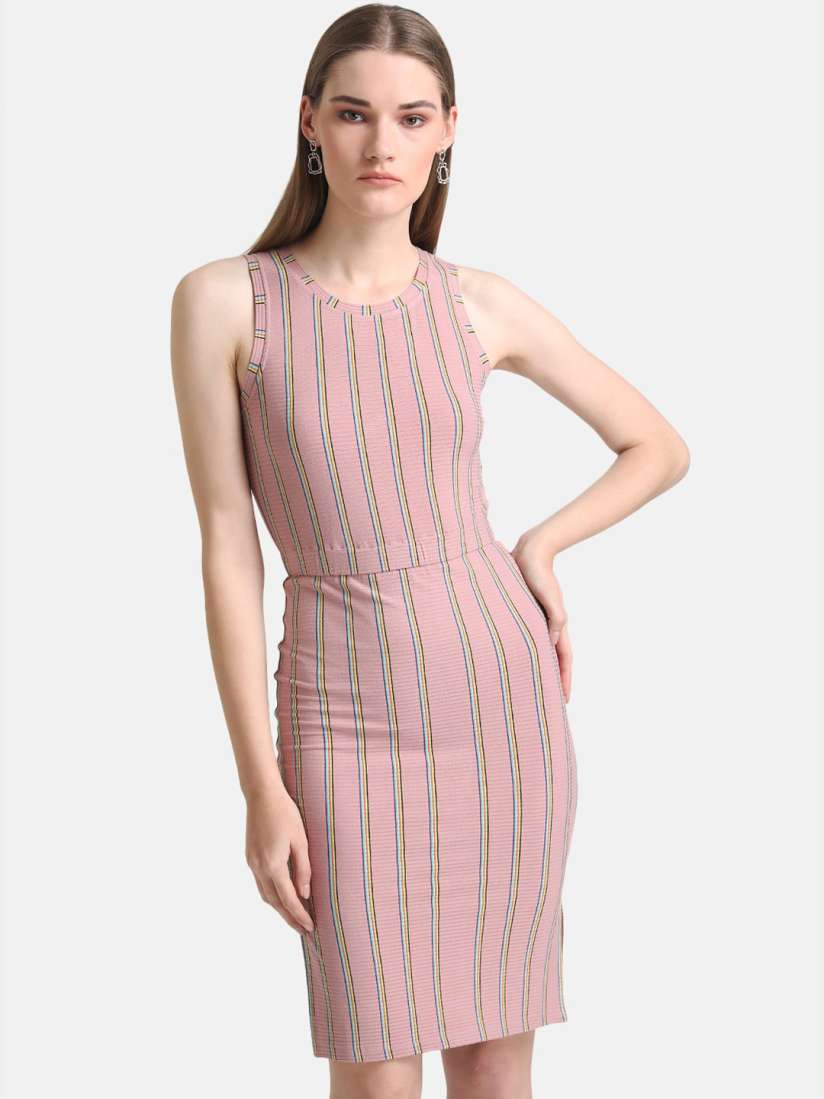 Buy Kazo Pink Striped Knitted Sheath Dress Dresses for Women 18208138 Myntra