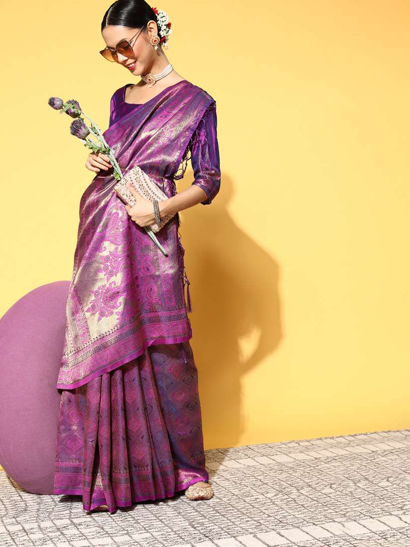 Buy Saree mall Ethnic Motifs Saree with Woven Design Border Sarees for Women 18212426 Myntra