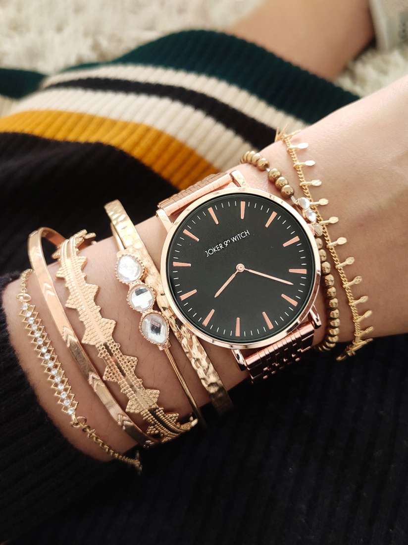 Buy JOKER WITCH Women Rose Gold Black Watch Gift Set JWBS565 Watch Gift Set for Women 18214032 Myntra
