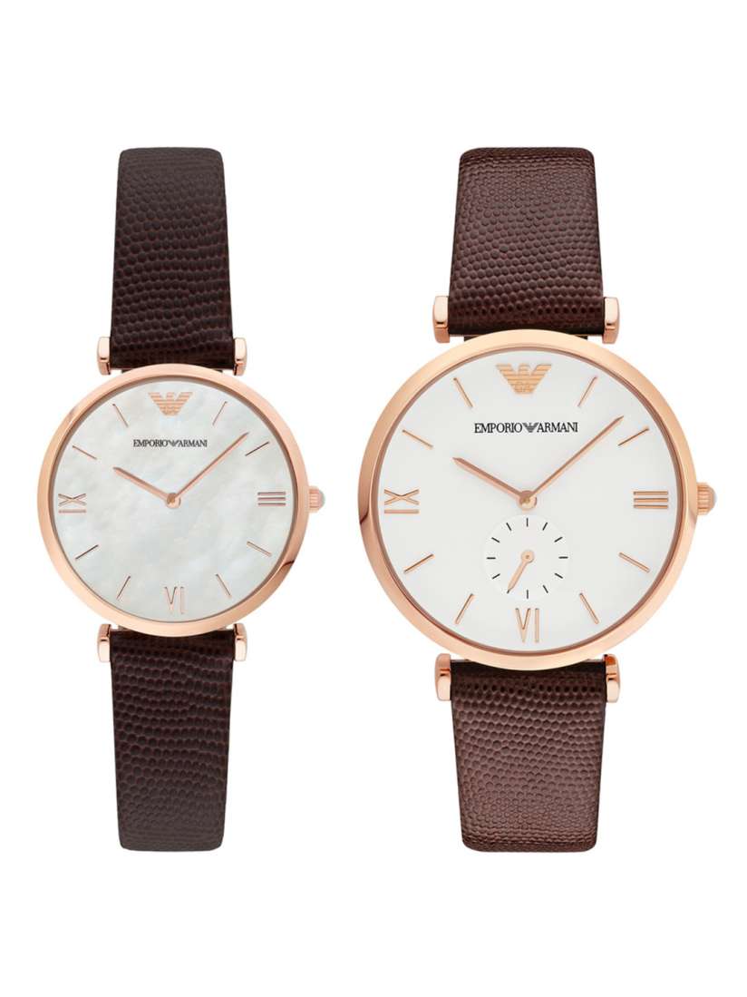 Buy Emporio Armani White His Her Watch Gift Set AR9042 Watch Gift Set for Unisex 1821615 Myntra