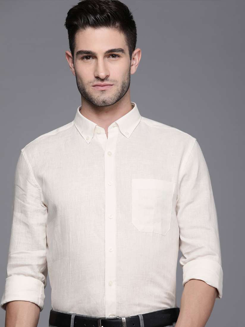 Buy Louis Philippe Men Cream Coloured Solid Slim Fit Formal Shirt Shirts for Men 18218472 Myntra