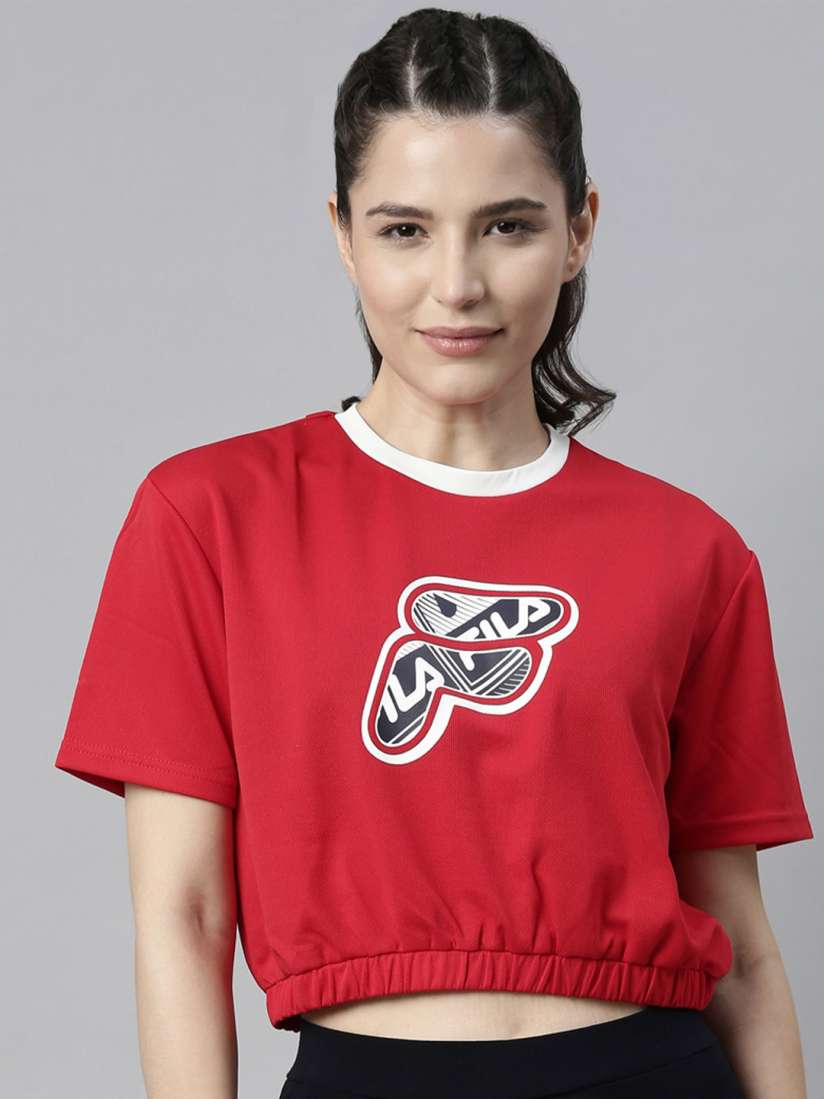 Buy FILA Red Print Crop Top Tops for Women 18223012 Myntra