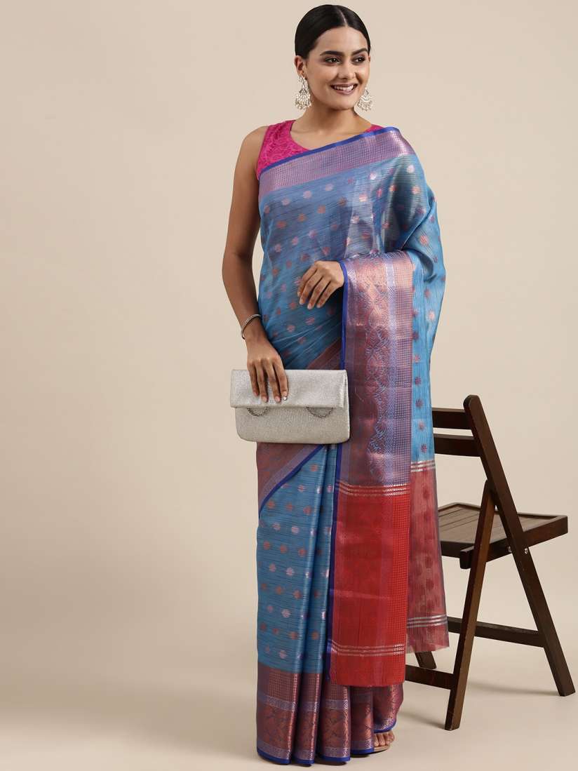 Buy PERFECTBLUE Blue Woven Design Cotton Silk Saree Sarees for Women 18227188 Myntra