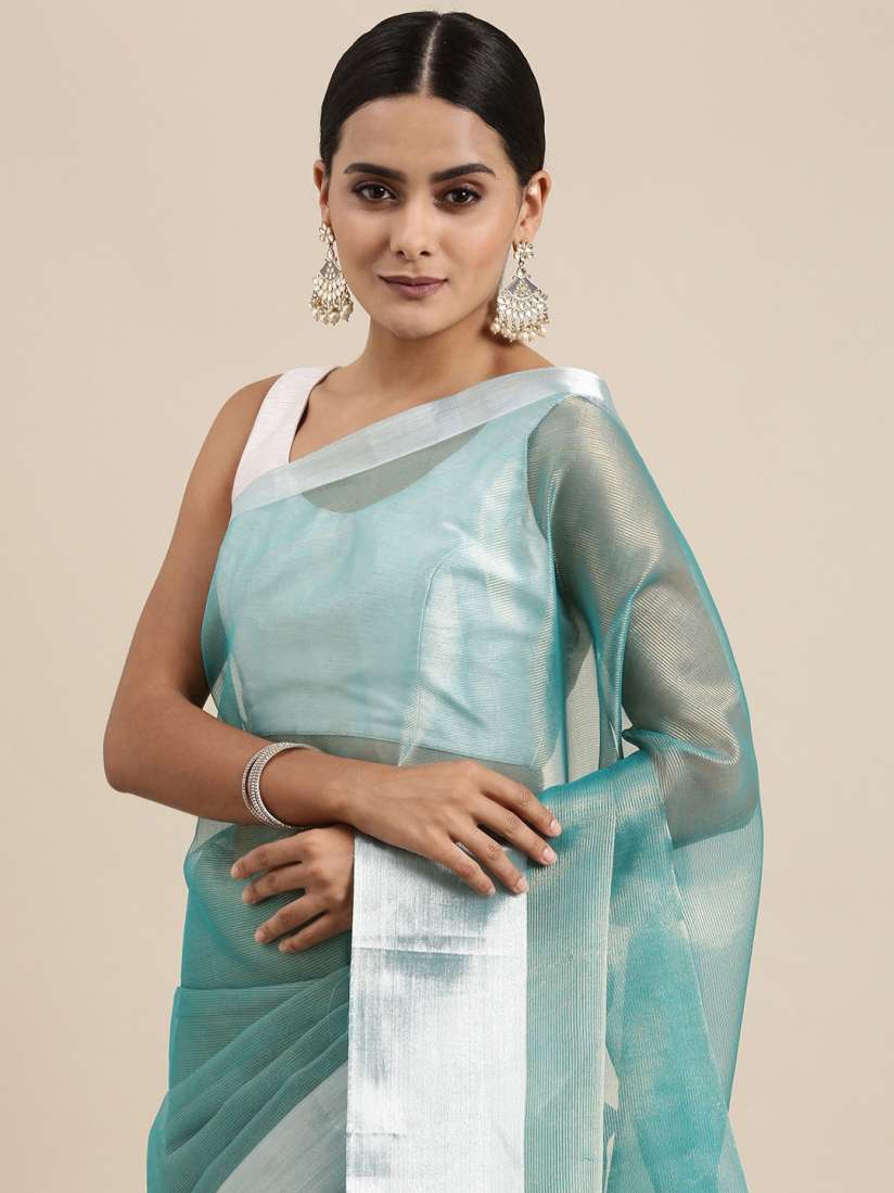 Buy PERFECTBLUE Blue Self Striped Cotton Silk Saree Sarees for Women 18227654 Myntra