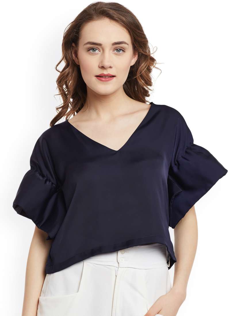 Buy THE SILHOUETTE STORE Navy Crop Top - Tops for Women 1822824 | Myntra