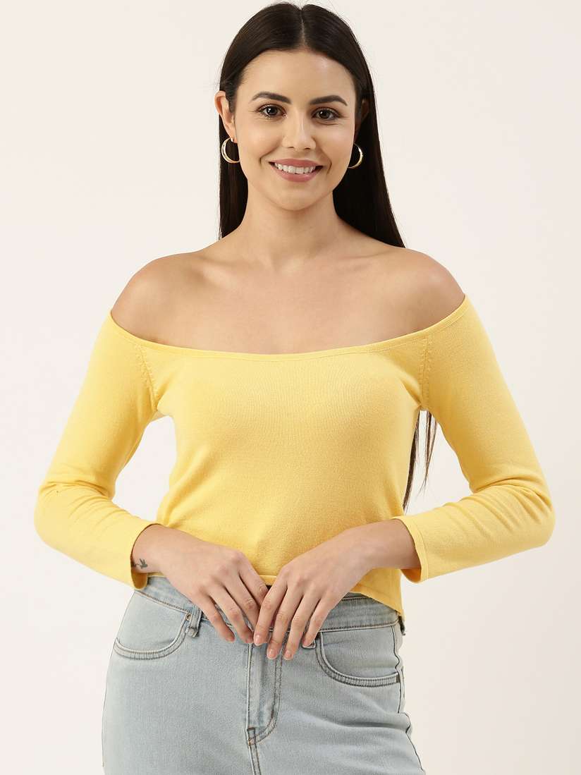Ladies Tops Forever 21 Yellow Off Shoulder Top FOREVER 21 Women