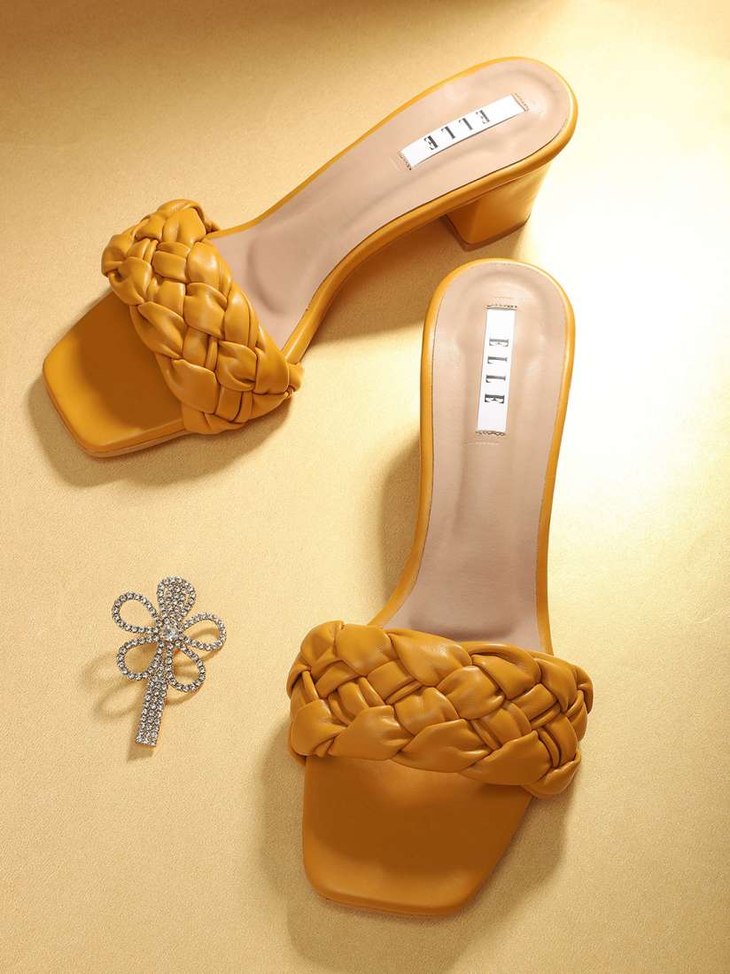 Buy ELLE Yellow Block Sandals Heels for Women 18231046 Myntra