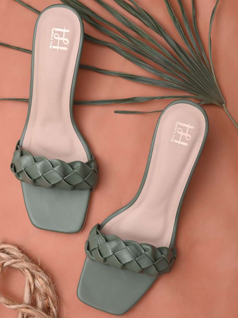 Olive green kitten heels sales