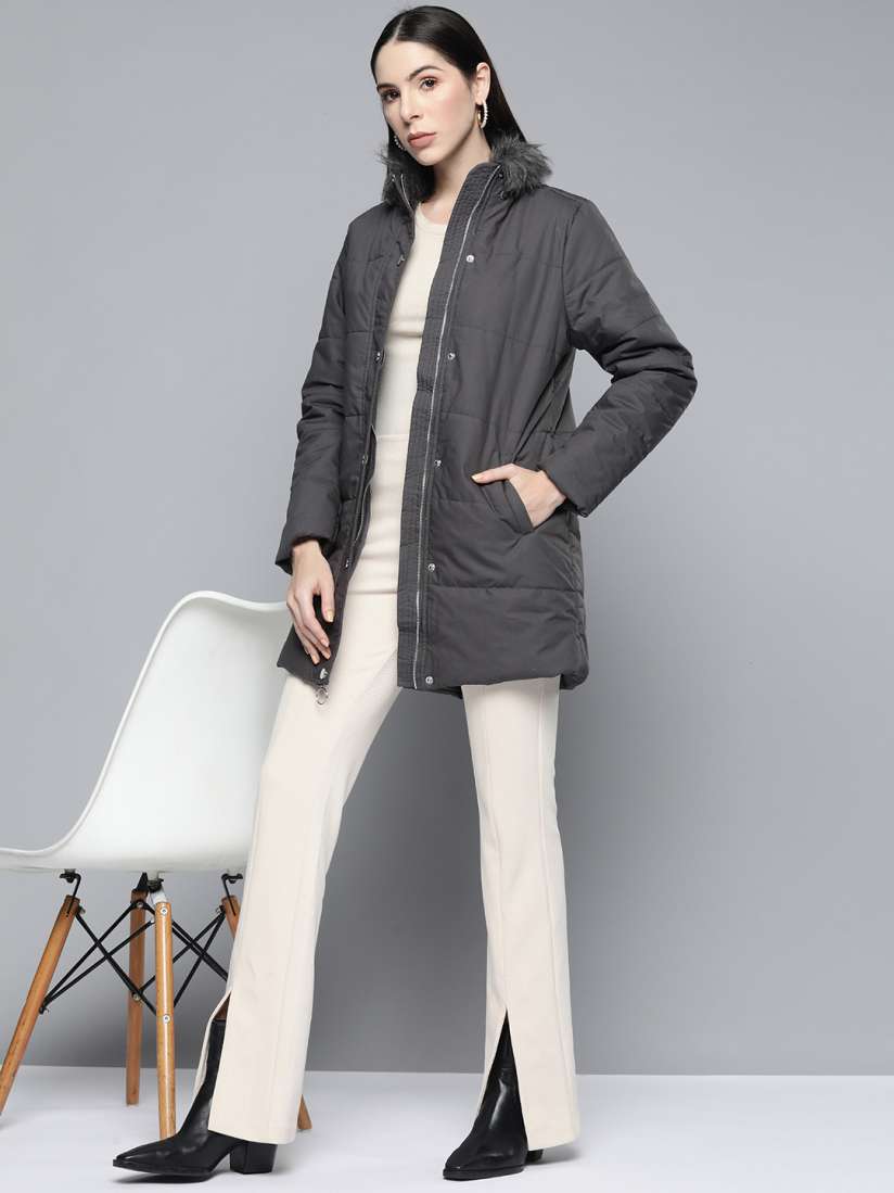 Grey cotton jacket women's outlet