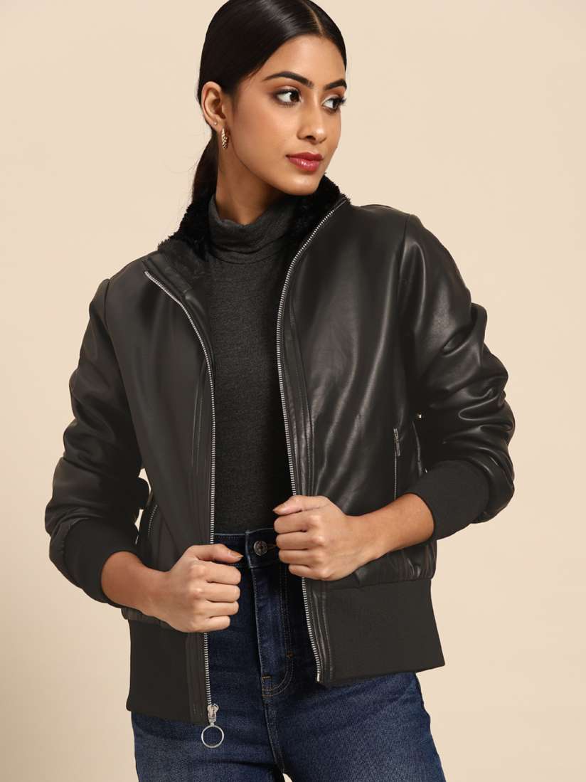 Black jacket myntra online