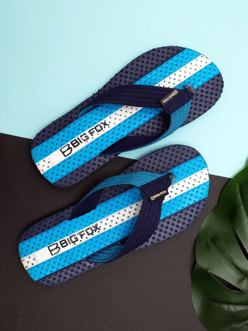 Blue and white striped flip flops top