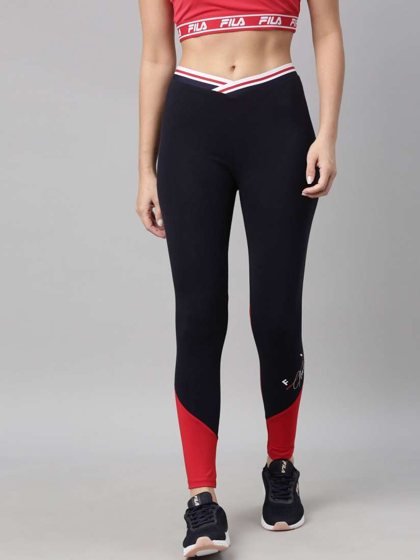 Buy FILA Women Black Red Color Blocked Tights Tights for Women 18251834 Myntra