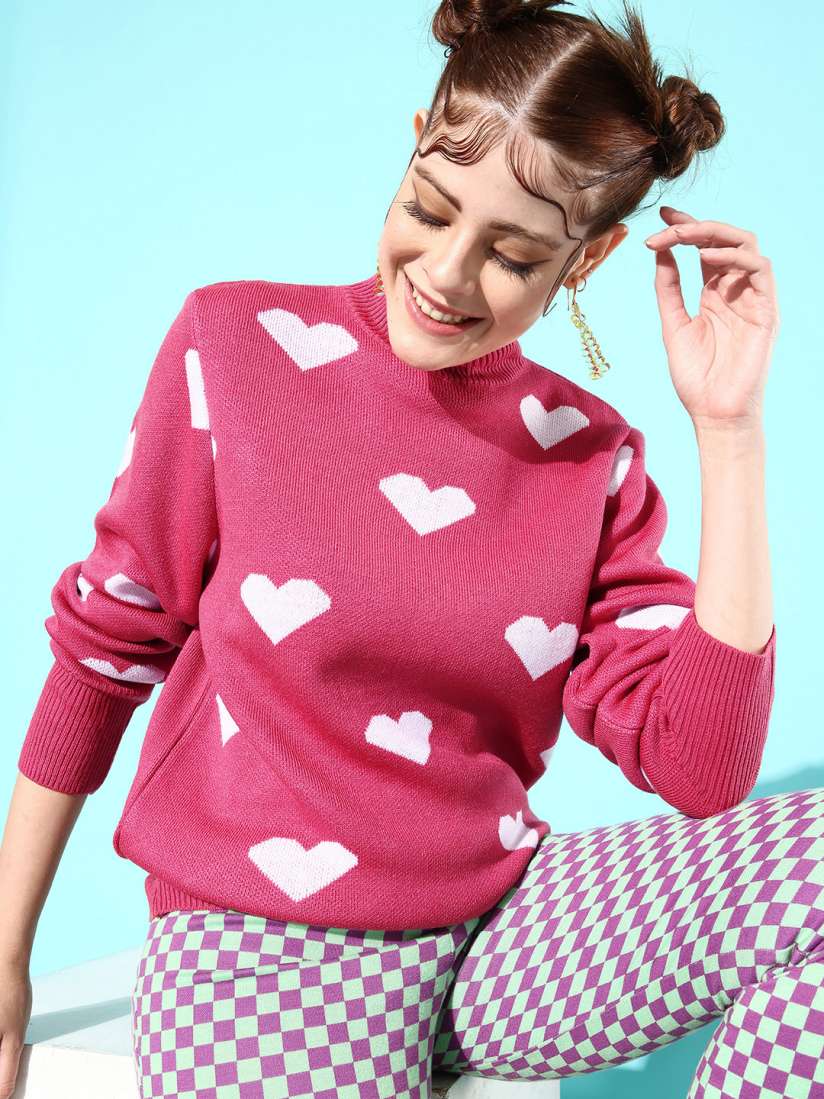 Buy Mast Harbour Women Pink White Printed Pullover Sweaters for Women 18260036 Myntra