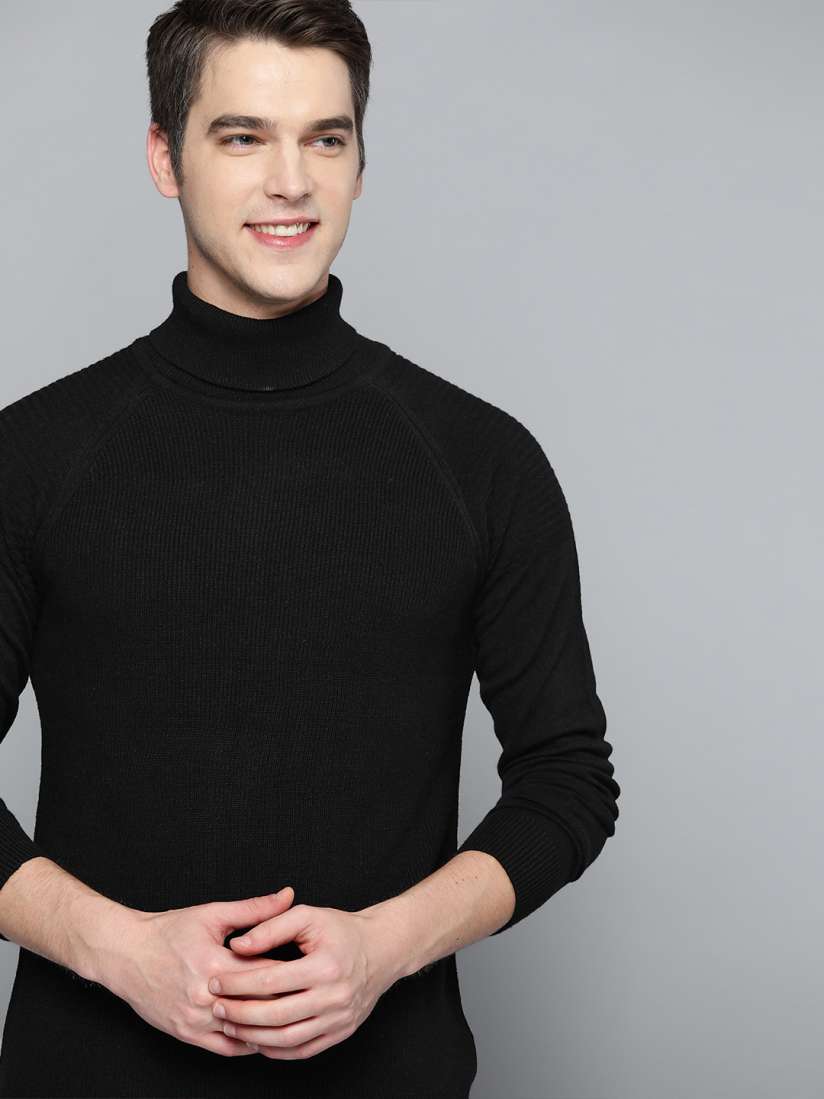 Buy Mast Harbour Men Black Solid Turtle Neck Pullover Sweaters for Men 18260042 Myntra