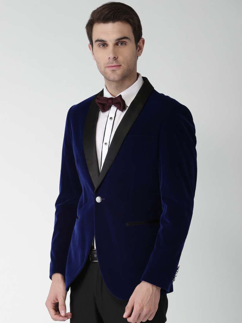 Buy INVICTUS Men Navy Slim Fit Velvet Single Breasted Party Tuxedo Blazers for Men 1826040 Myntra