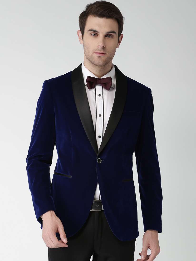 Navy blue velvet tuxedo blazer online