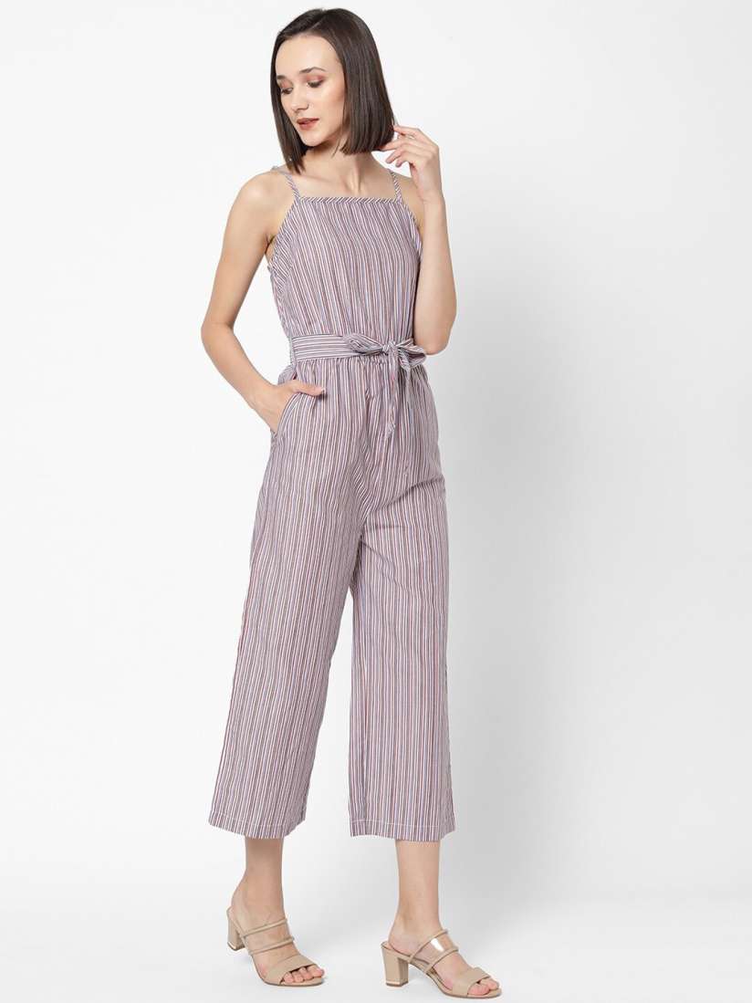 Maroon and white striped jumpsuit deals