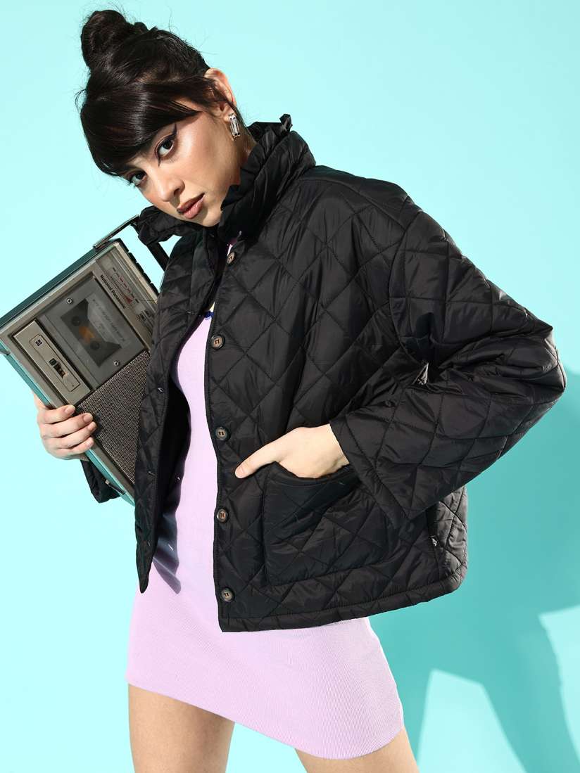 Buy Roadster Women Striking Black Nylon Quilt in Comfort Jacket Jackets for Women 18269924 Myntra