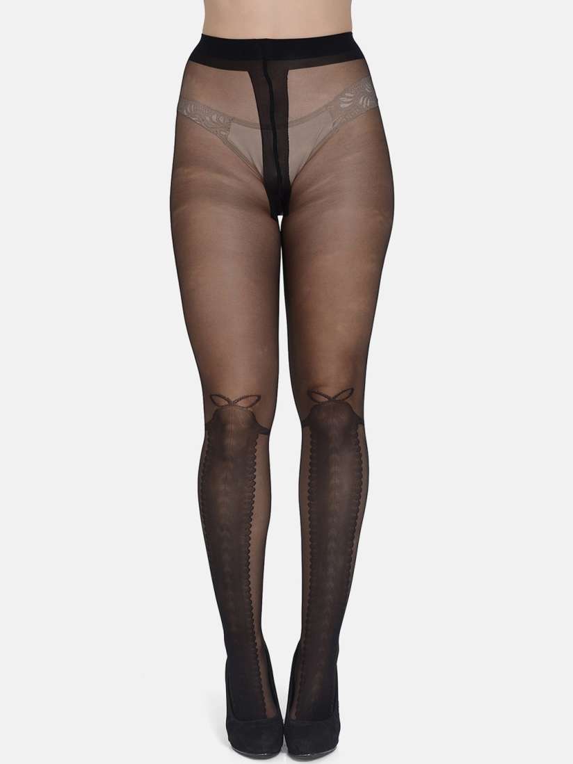 Buy mod shy Women Black Self Design Full Length Pantyhose Stockings Stockings for Women 18274356 Myntra