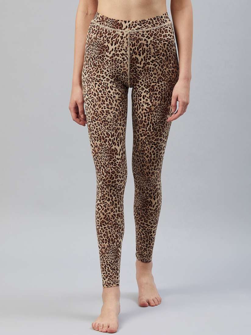 Buy C9 Airwear Women Cream coloured Brown Animal Print Skinny Fit Yoga Track Pants Track Pants for Women 18278112 Myntra